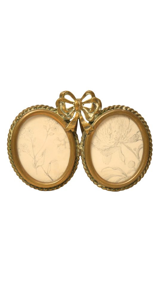 French Peony & Wildflower Botanical Studies in Gilt Bow Frame