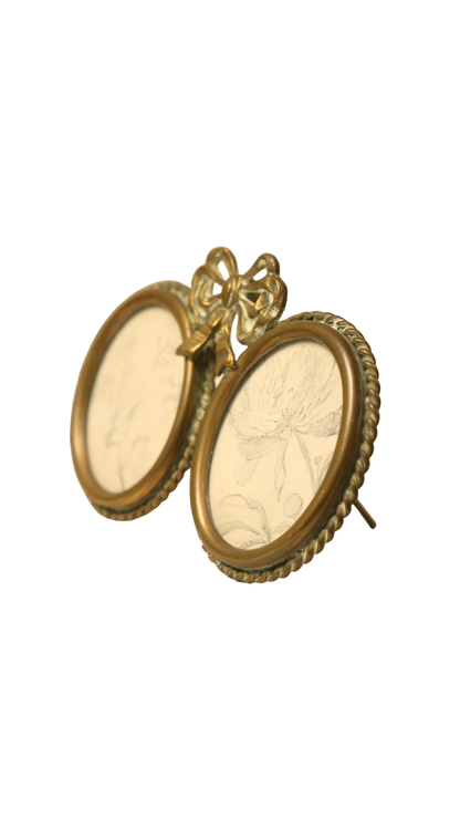French Peony & Wildflower Botanical Studies in Gilt Bow Frame