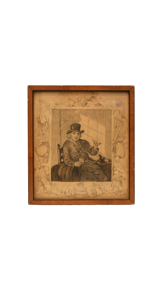 French Framed Figural Drawing