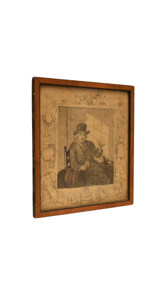 French Framed Figural Drawing