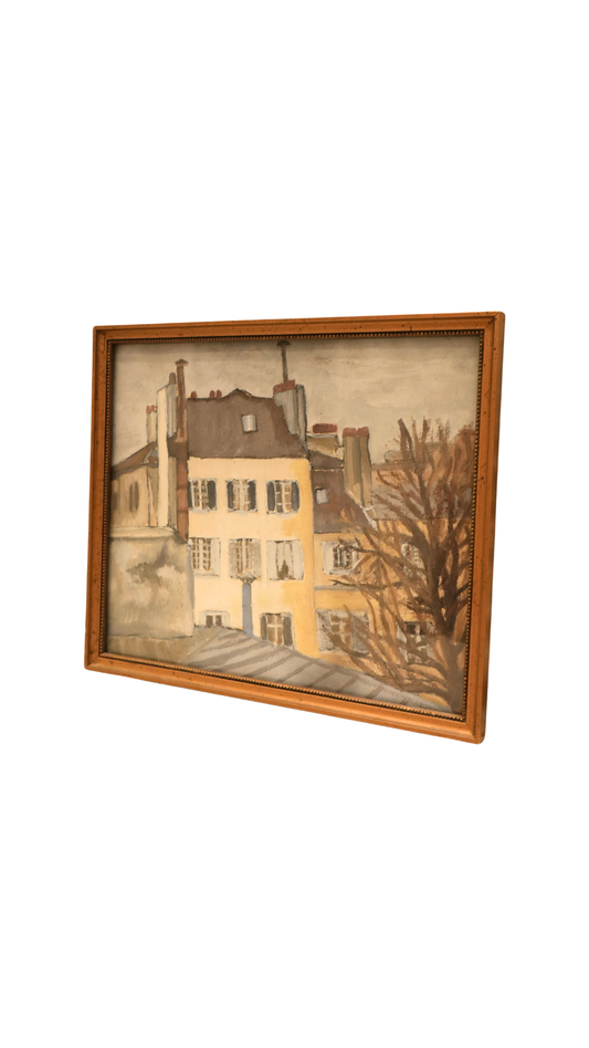 Vintage French Parisian Street Scene Painting