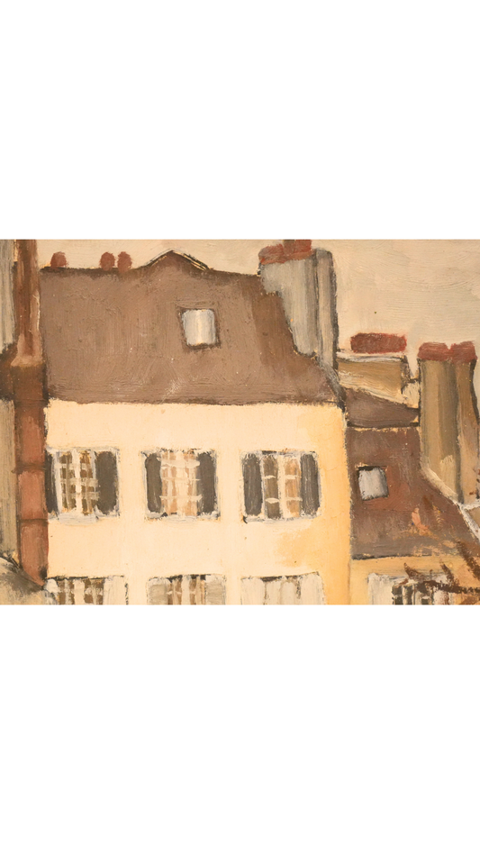 Vintage French Parisian Street Scene Painting