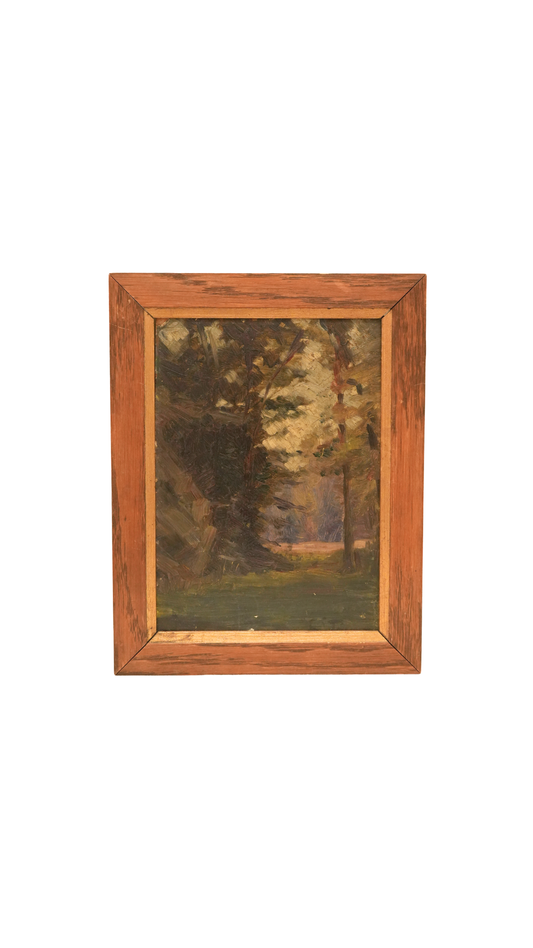 French Landscape Oil Painting in Wood Frame