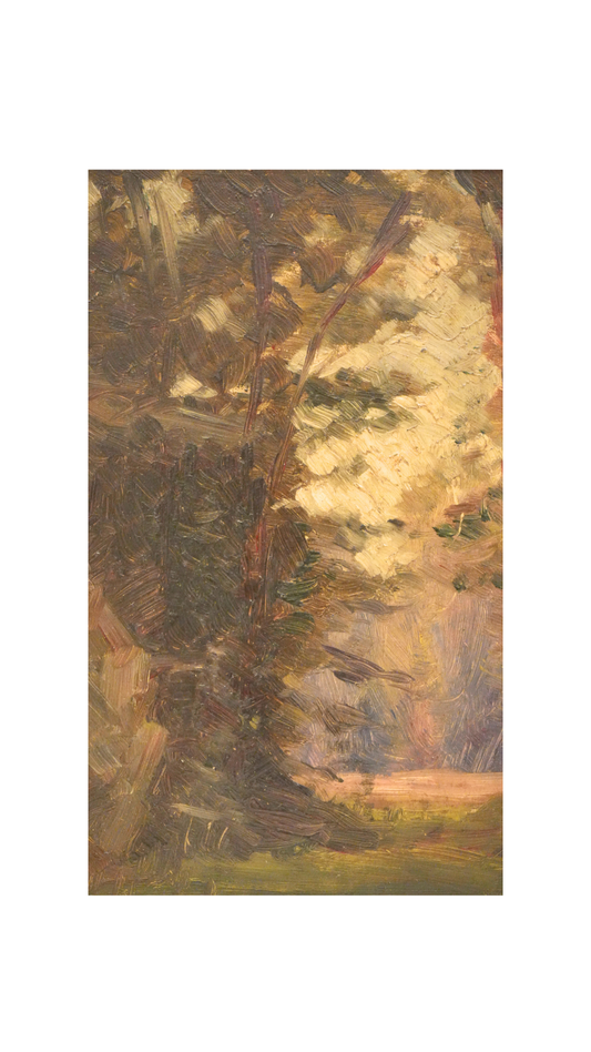 French Landscape Oil Painting in Wood Frame