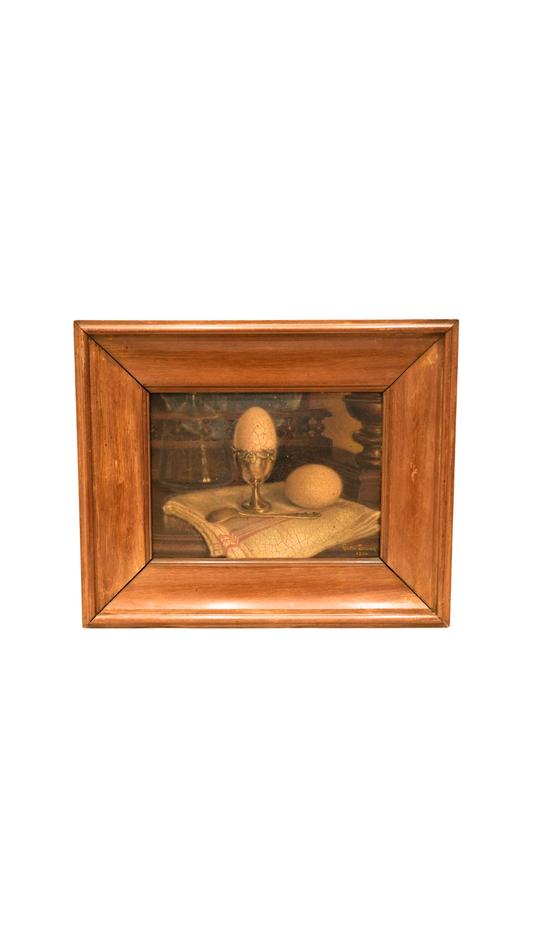 French Still Life Painting with Eggs, Signed Gaston Sellier