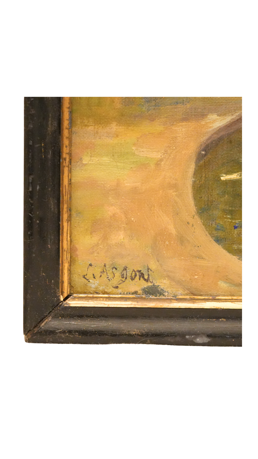 Antique French Garden Landscape Painting, Signed Gaston