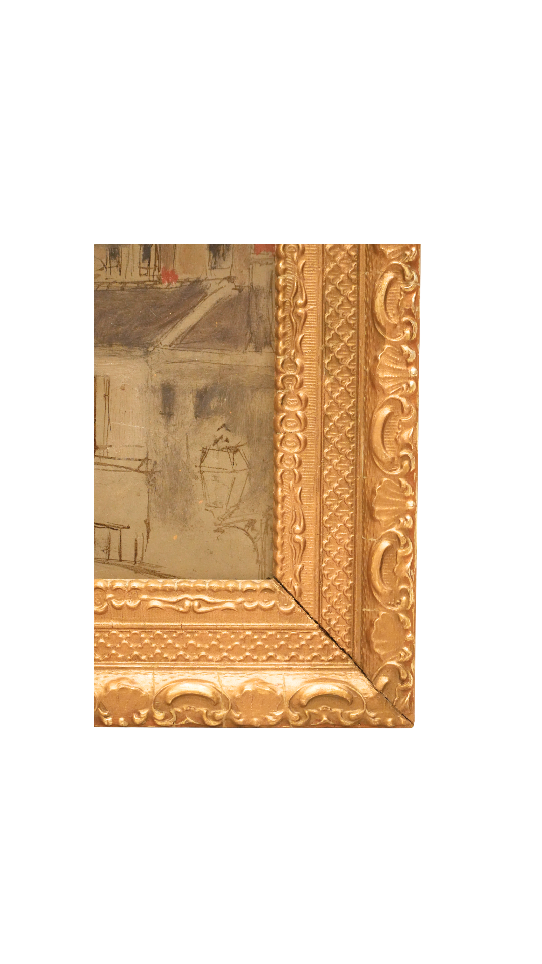 Antique French Church Painting of Saint-Jean-Baptiste de Belleville, Paris, 1890