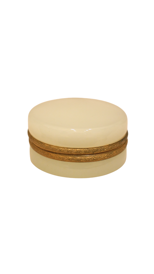 French Opaque Cream Glass Casket with Gilt Metal Mounts