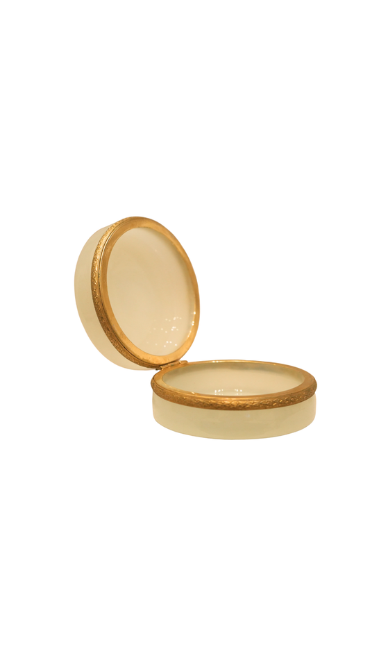 French Opaque Cream Glass Casket with Gilt Metal Mounts