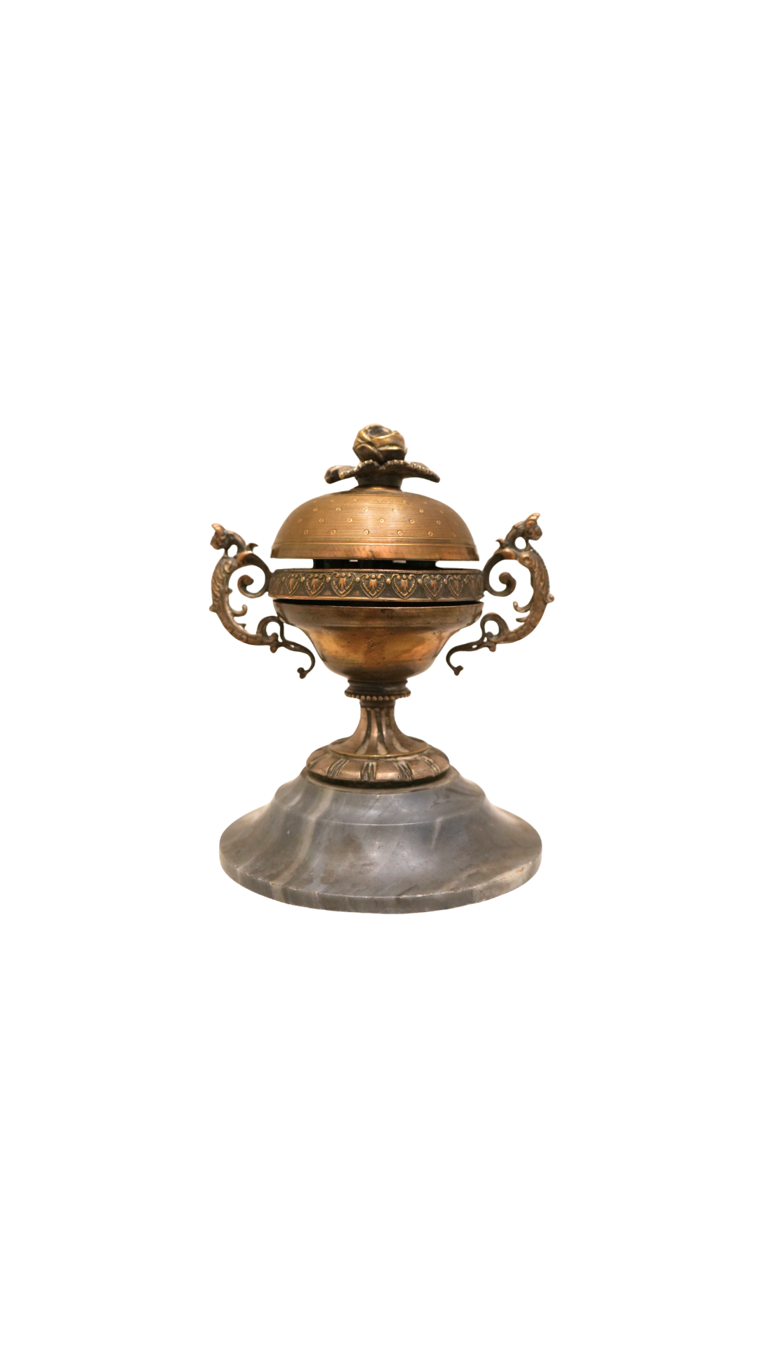 French Bronze Table Bell with Marble Base