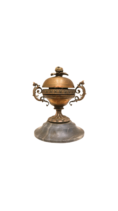 French Bronze Table Bell with Marble Base