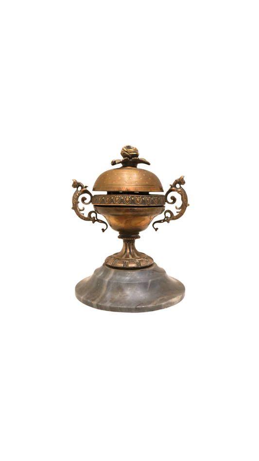 French Bronze Table Bell with Marble Base