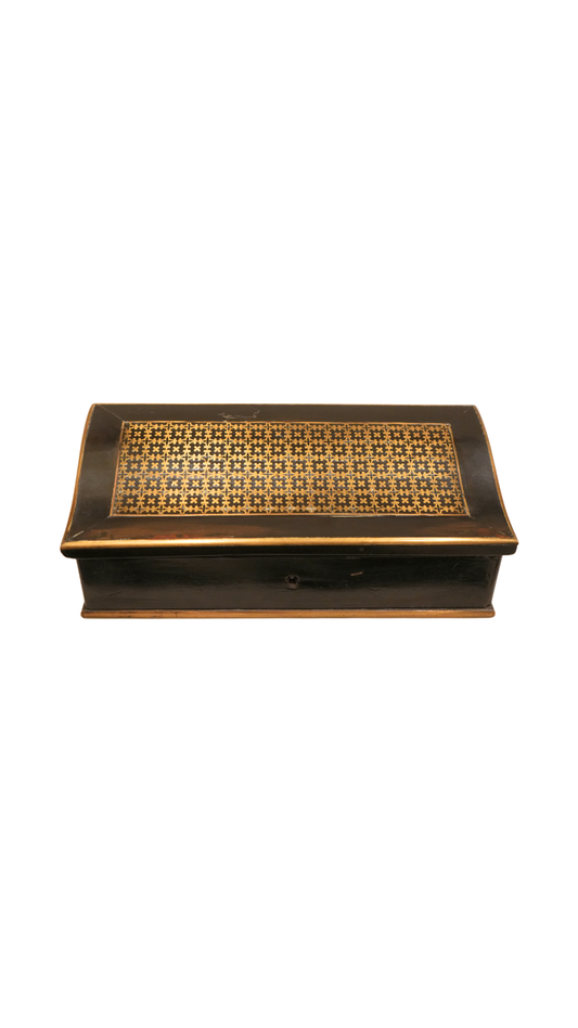 Antique French Ebonized Desk Box with Key