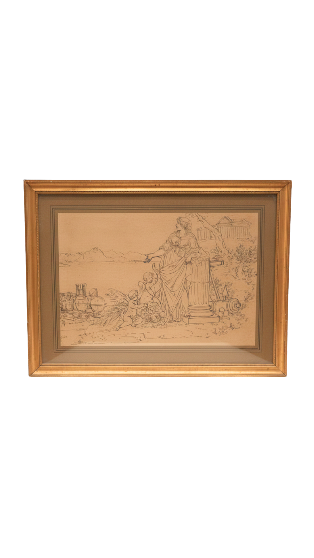 Antique French Classical Ink Drawing After the Masters