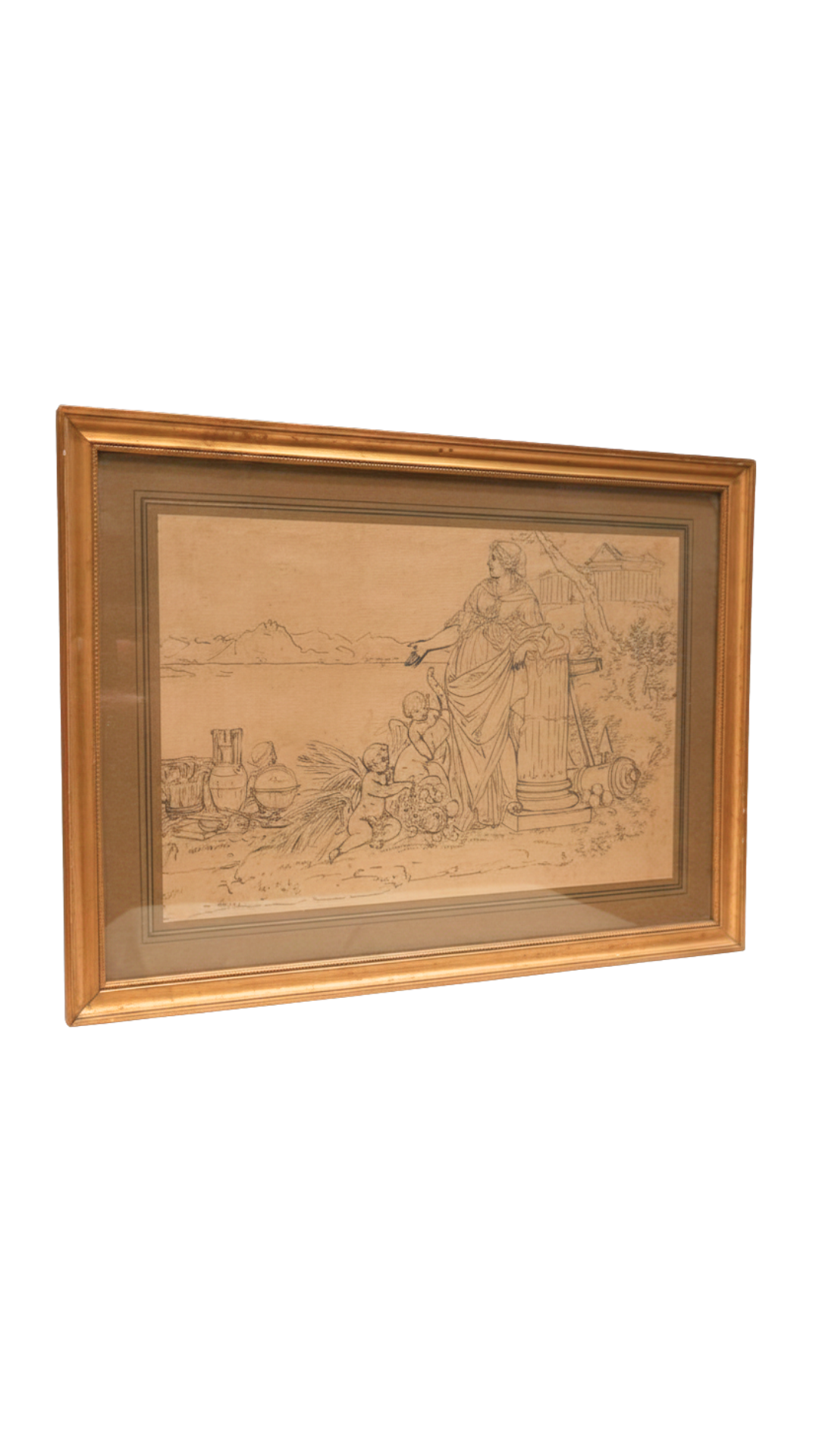 Antique French Classical Ink Drawing After the Masters
