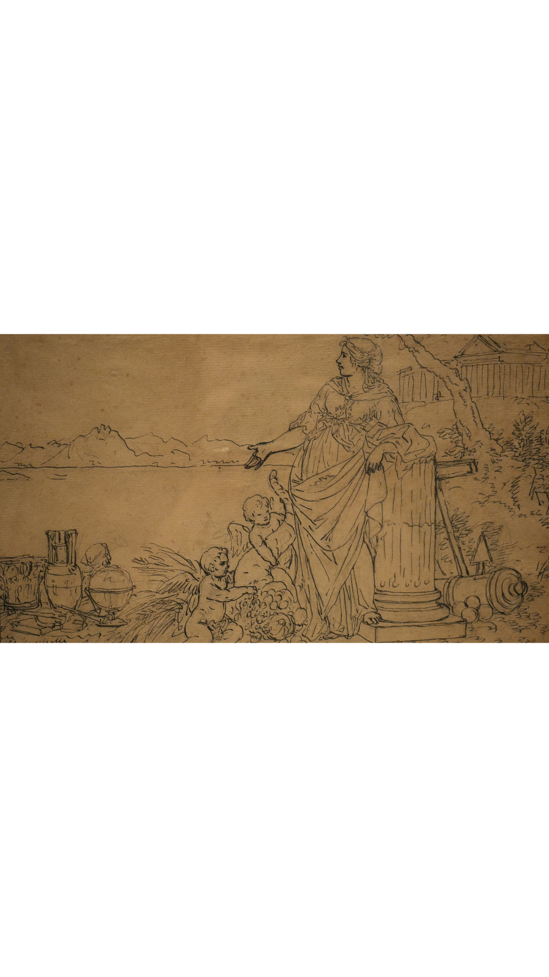 Antique French Classical Ink Drawing After the Masters