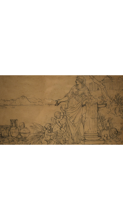 Antique French Classical Ink Drawing After the Masters