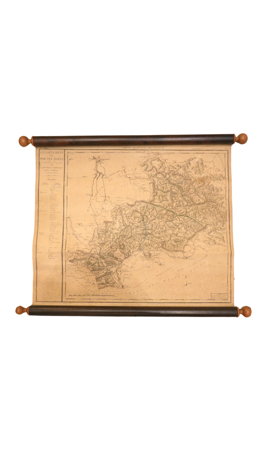 Antique French Scroll Map of Hautes-Alpes, Atlas National de France