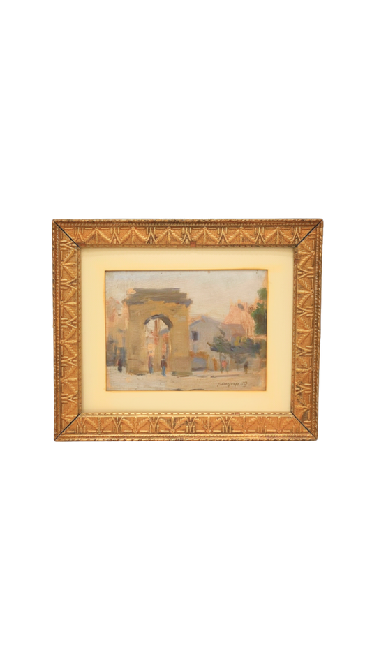 Signed French Oil Painting by Georges-Edmond Dargouge in Gilt Frame
