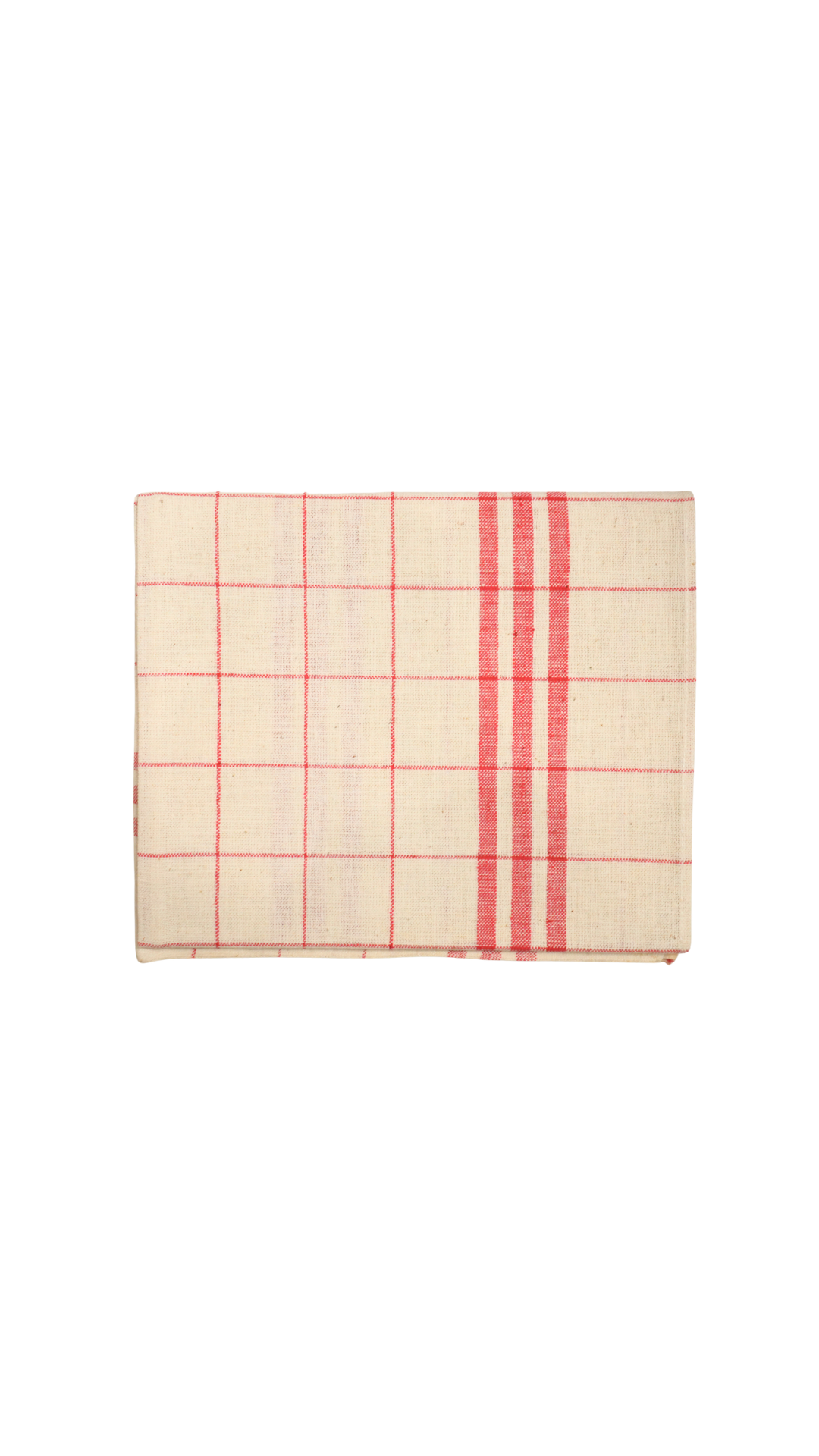 Antique French Red Check Linen Tea Towel