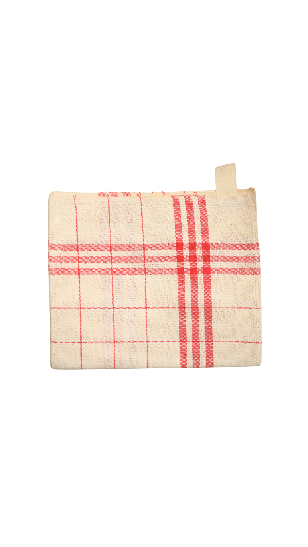 Antique French Red Check Linen Tea Towel