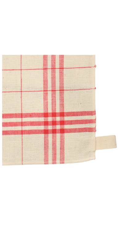 Antique French Red Check Linen Tea Towel