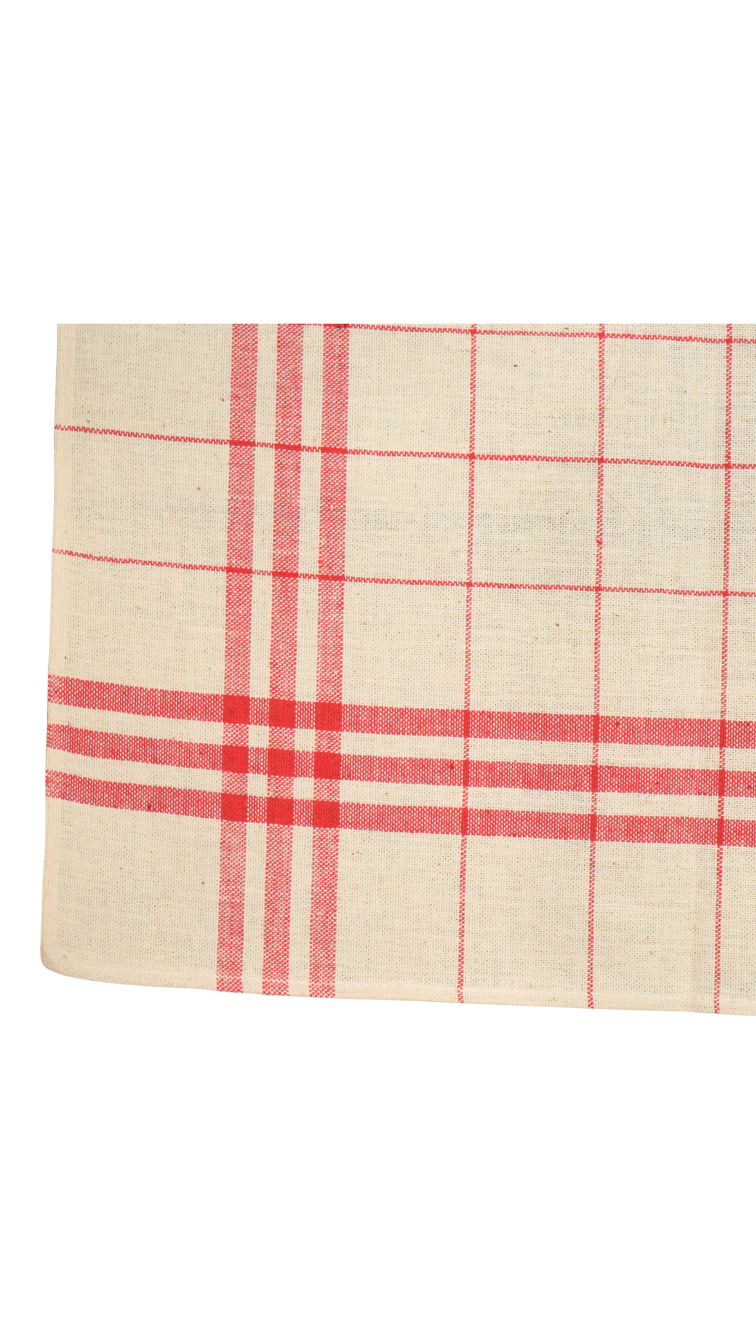 Antique French Red Check Linen Tea Towel
