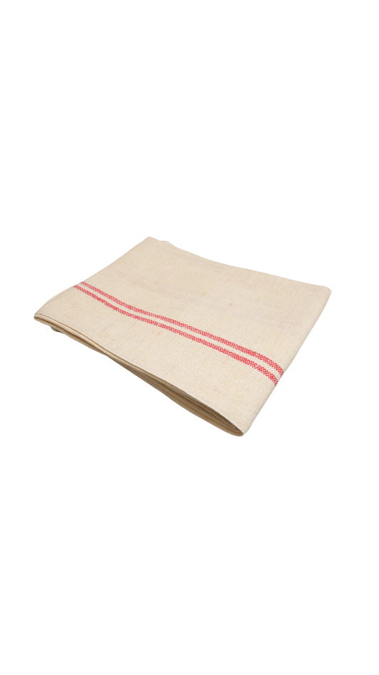 Antique French Red Stripe Linen Tea Towel