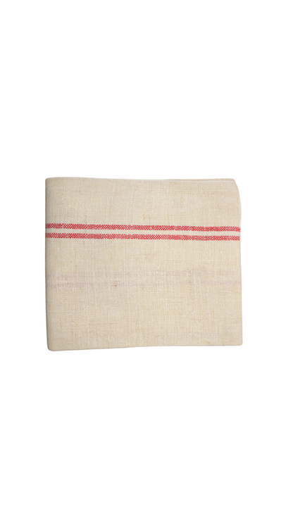 Antique French Red Stripe Linen Tea Towel