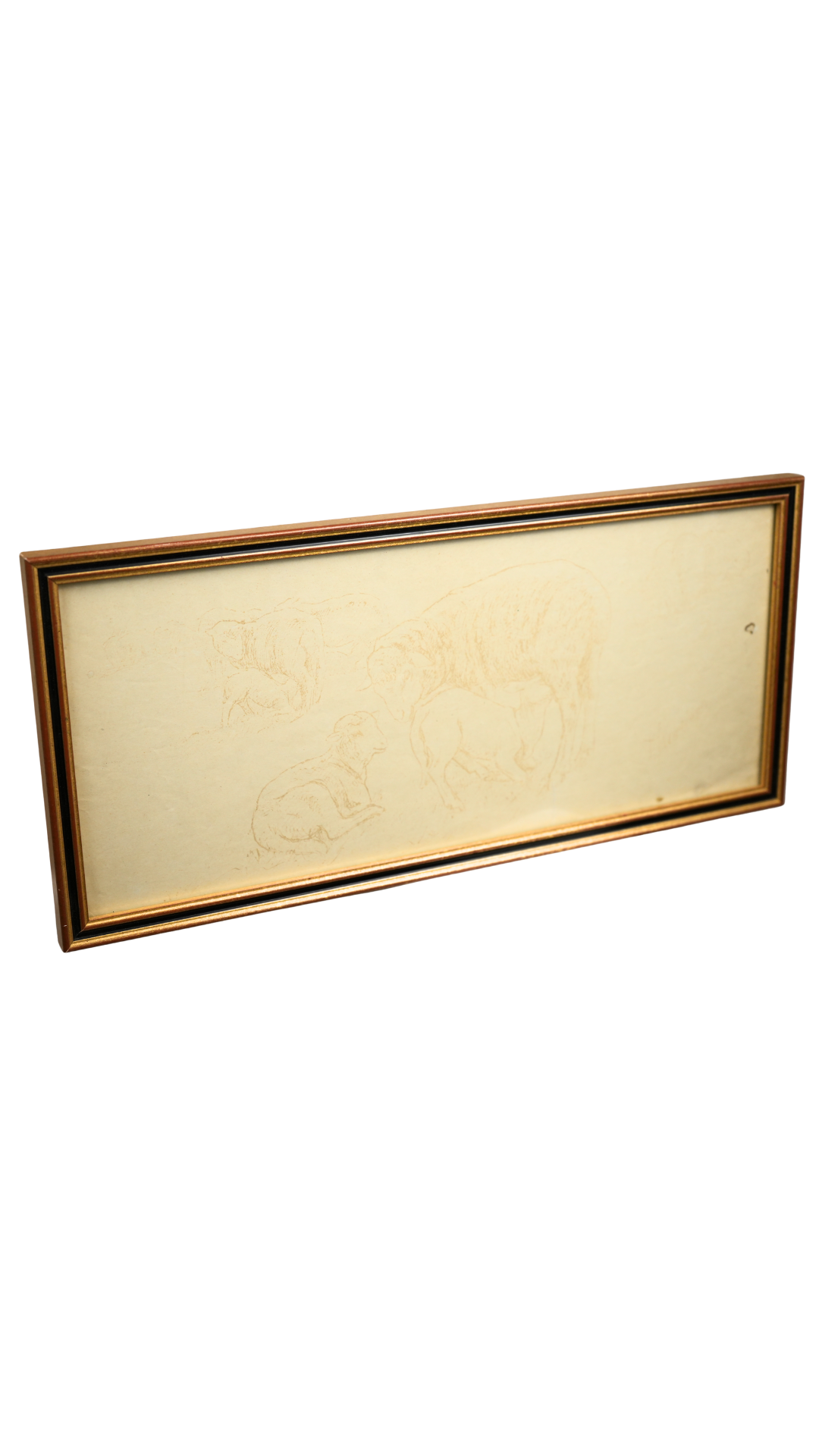 Signed French Sheep Study in Archival Frame