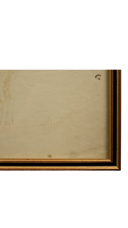 Signed French Sheep Study in Archival Frame
