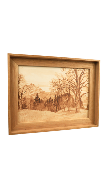 Signed Armand Point Sepia Landscape Watercolor