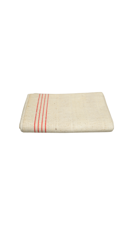 Antique French Red-Stripe Linen Torchon