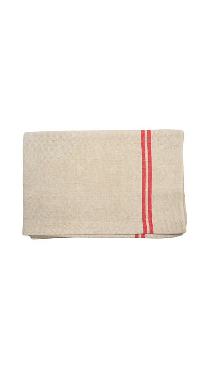 Antique French Red-Stripe Hemp Linen Textile