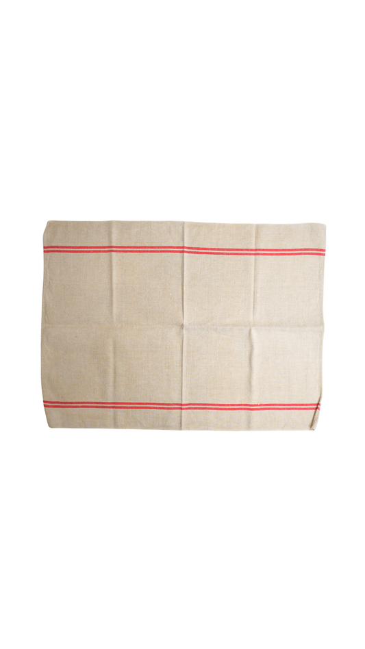 Antique French Red-Stripe Hemp Linen Textile