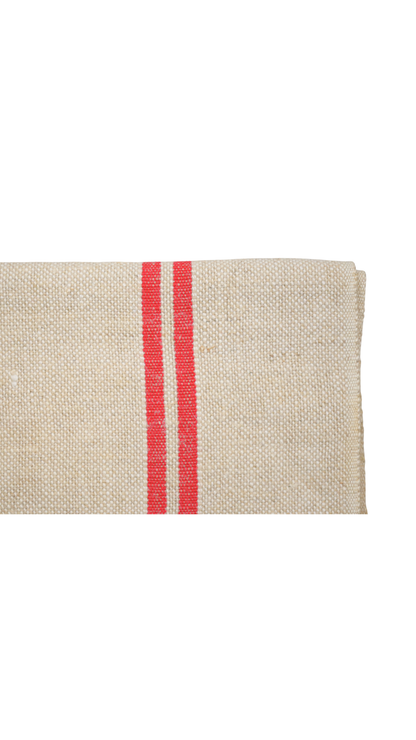 Antique French Red-Stripe Hemp Linen Textile