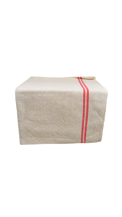 Antique French Red-Stripe Hemp Linen Textile