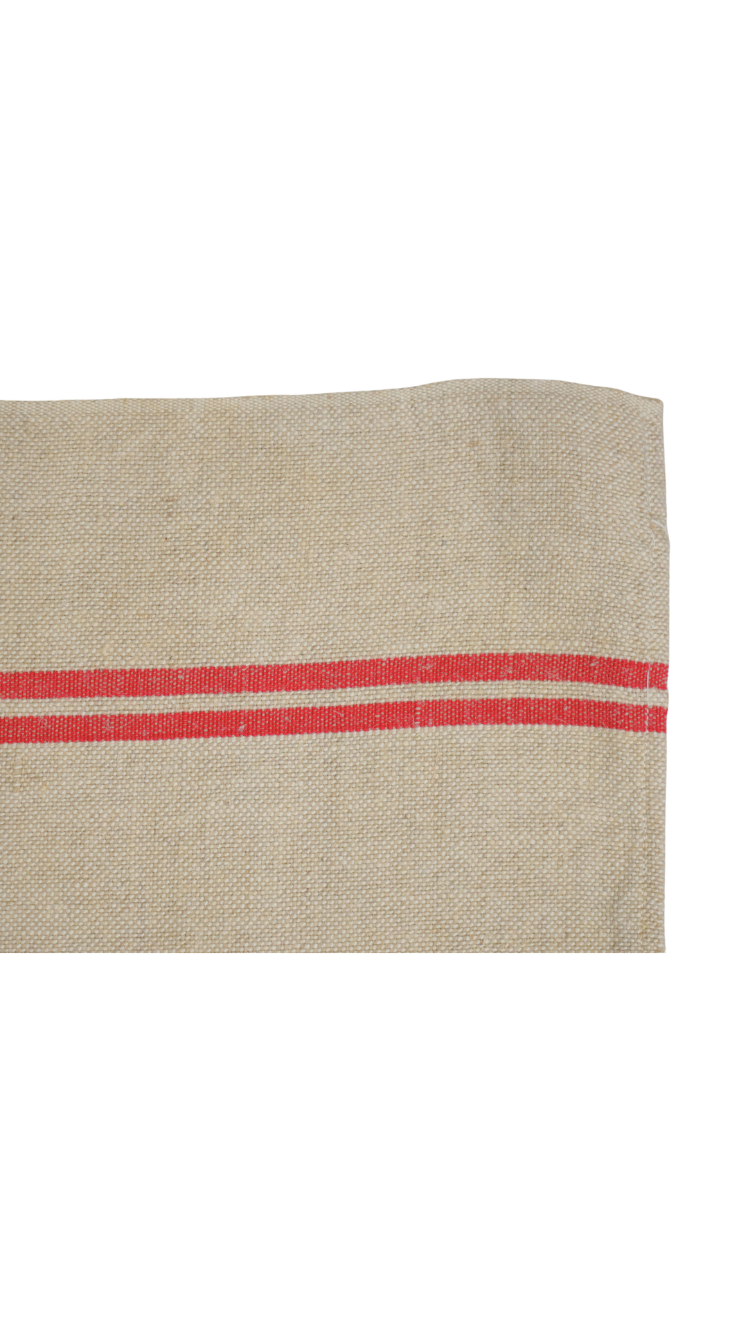 Antique French Red-Stripe Hemp Linen Textile