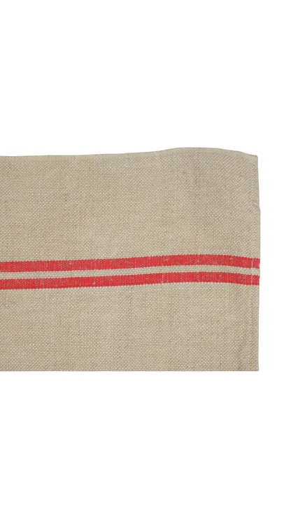 Antique French Red-Stripe Hemp Linen Textile
