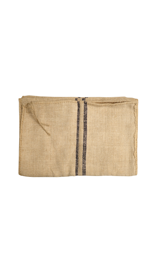 Antique French Maroon-Stripe Hemp Linen Grain Sack