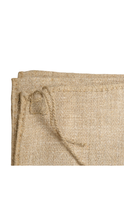 Antique French Maroon-Stripe Hemp Linen Grain Sack