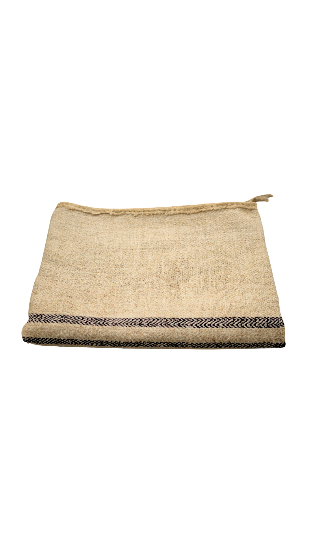 Antique French Maroon-Stripe Hemp Linen Grain Sack