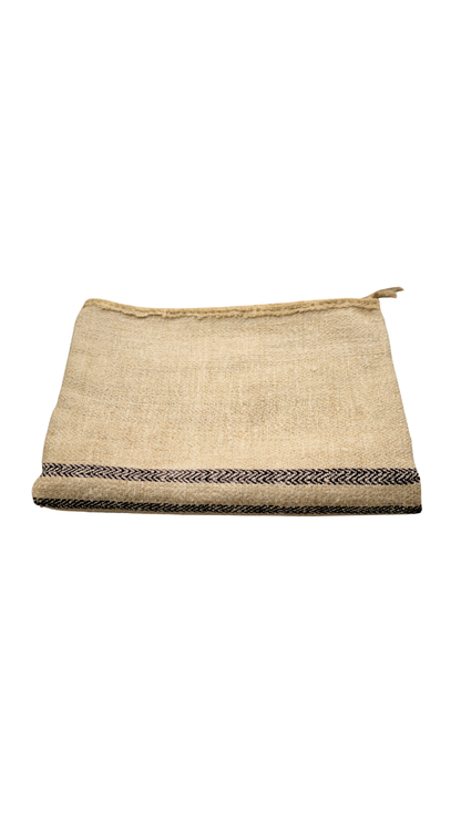Antique French Maroon-Stripe Hemp Linen Grain Sack