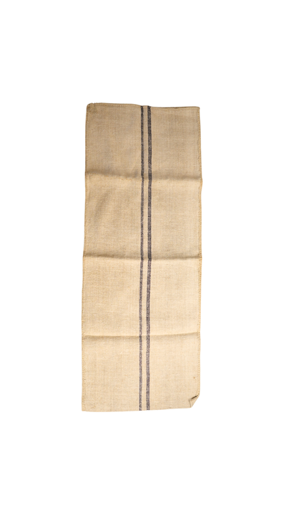 Antique French Maroon-Stripe Hemp Linen Grain Sack