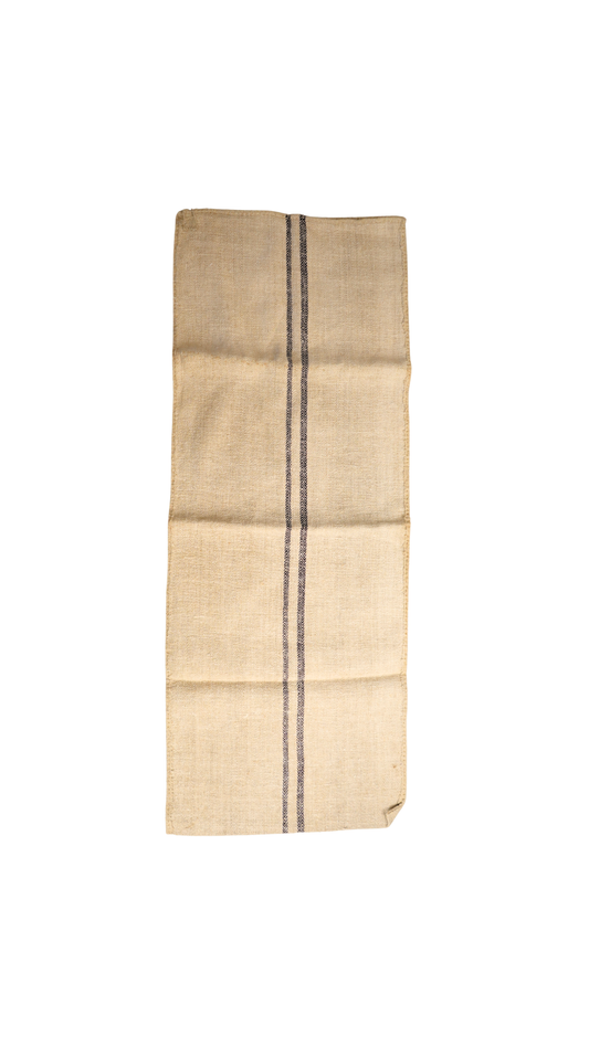 Antique French Maroon-Stripe Hemp Linen Grain Sack
