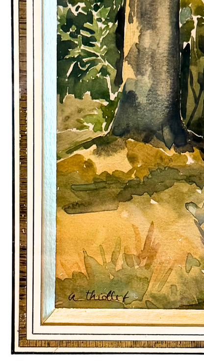 Framed French Watercolor of Versailles in Gilt Wood Frame