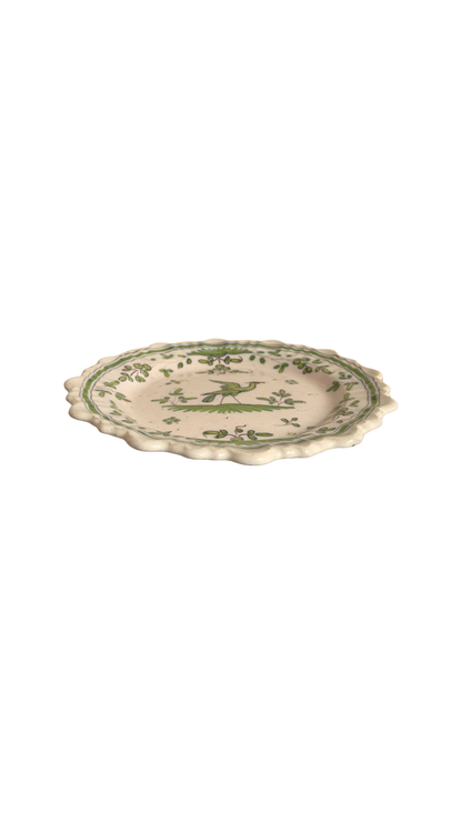 Antique Moustiers French Faience Bird Plate