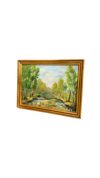 French Canal Landscape Painting
