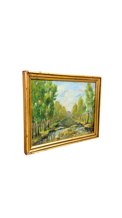 French Canal Landscape Painting