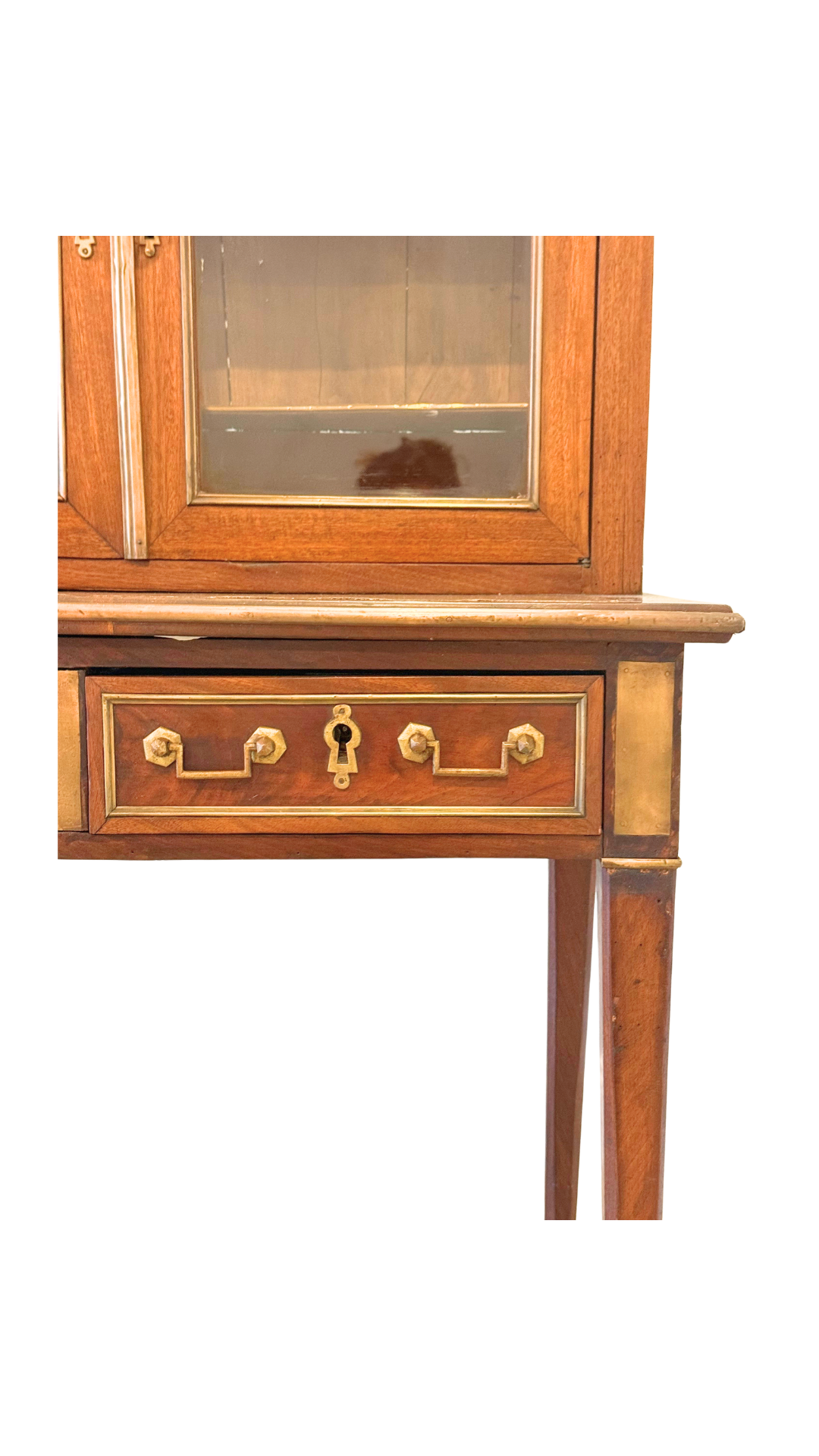 Antique French Empire Style Mahogany Vitrine Cabinet Desk